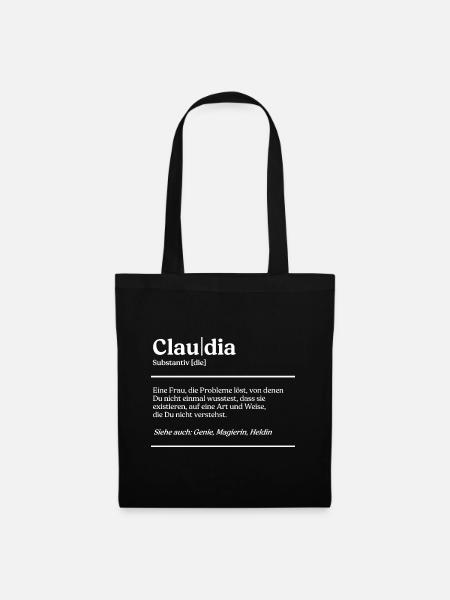 Claudia Name Definition Design für stolze Claudias - Stoffbeutel - Schwarz