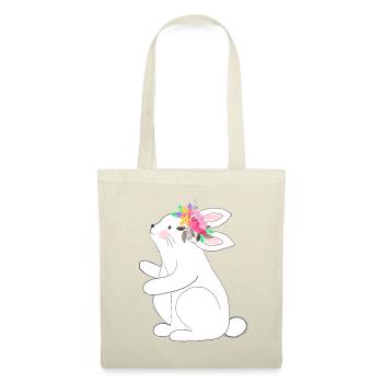 Kleine Hase mit Blumen - Stoffbeutel - Natur - Vorne
