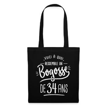 bogosse 34 ans cadeau humour anniversaire 34 ans - Sac en tissu - noir - Devant