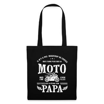 papa aime la moto cadeau humour moto papa motard - Sac en tissu - noir - Devant