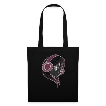 manga anime - Sac en tissu - noir - Devant