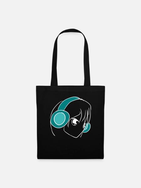 music manga headphones - Tote Bag - black