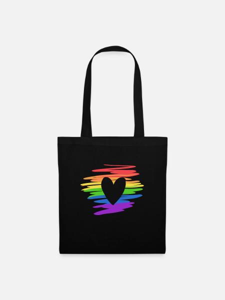 lgbt farben regenbogen flagge herz liebe - Stoffbeutel - Schwarz