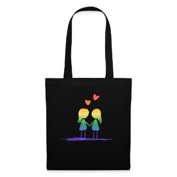 Les amoureux aiment les cœurs LGBT Lesbiennes - Sac en tissu - noir - Devant