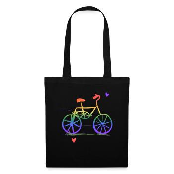 LGBT fahrrad regenbogen farben symbol - Stoffbeutel - Schwarz - Vorne