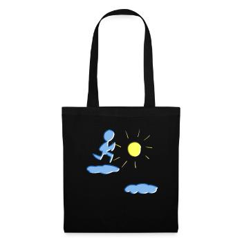 courir sur les nuages soleil ciel coureurs de sport - Sac en tissu - noir - Devant