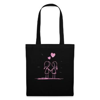 lesbiennes amants lesbiennes rose paillettes - Sac en tissu - noir - Devant