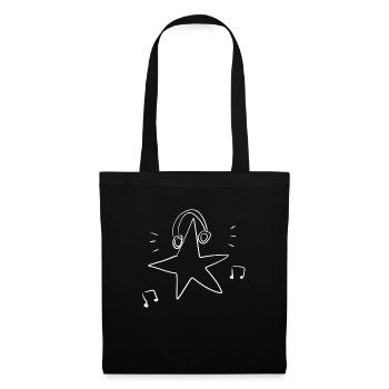 musique de casque symbole étoile - Sac en tissu - noir - Devant