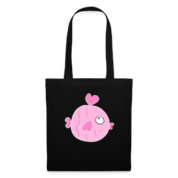 dessin animé coeur poisson mer animal symbole rose drôle - Sac en tissu - noir - Devant