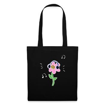 cartoon blume kopfhörer musik symbol - Stoffbeutel - Schwarz - Vorne