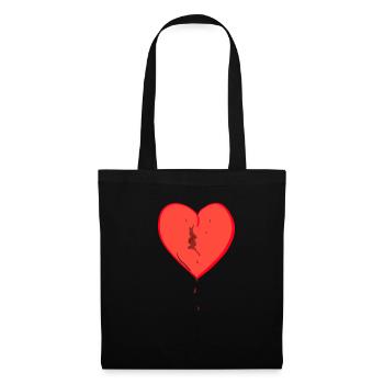 rotes herz gebrochen symbol bluten - Stoffbeutel - Schwarz - Vorne