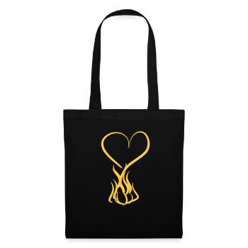cœur feu symbole amour chaud - Sac en tissu - noir - Devant
