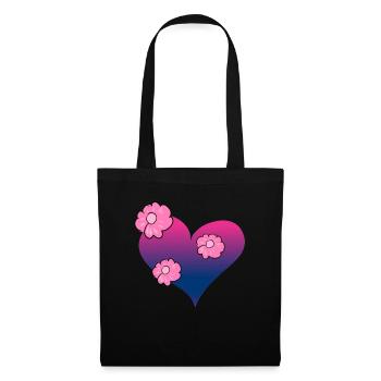 fleurs coeur symbole amour rose - Sac en tissu - noir - Devant