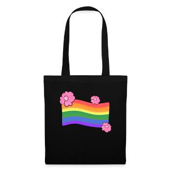 lgbt flagge blumen liebe regenbogen - Stoffbeutel - Schwarz - Vorne