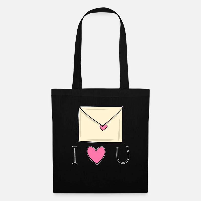 brief herz ich liebe dich - Stoffbeutel - Schwarz