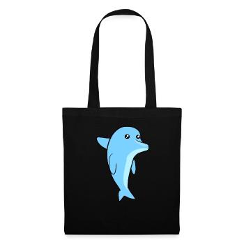 blue dolphin fish animal sea animal symbol - Tote Bag - black - Front