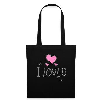 herzen rosa liebe valentinstag ich liebe dich - Stoffbeutel - Schwarz - Vorne