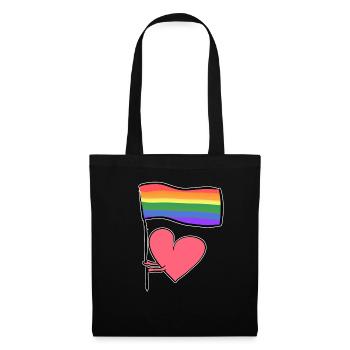 lgbt flag love heart symbol human rights - Tote Bag - black - Front