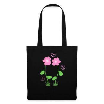 pink flowers heart couple valentine's day - Tote Bag - black - Front