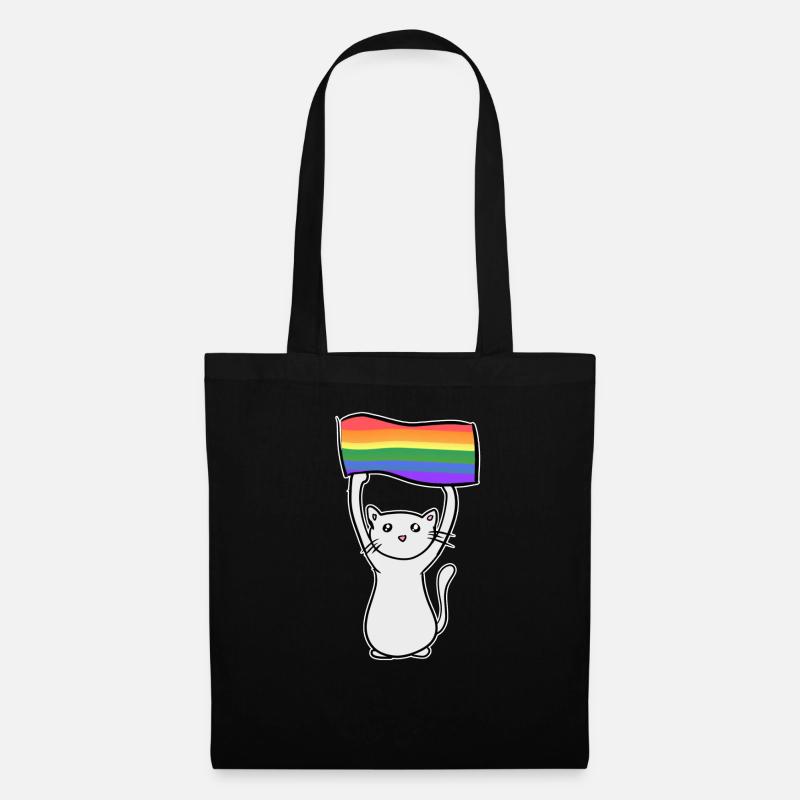 chat gris avec l’amour du drapeau lgbt - Sac en tissu - noir