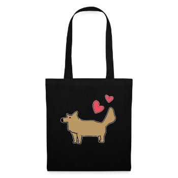 chien brun cœurs rouges dessin animé animal de compagnie - Sac en tissu - noir - Devant