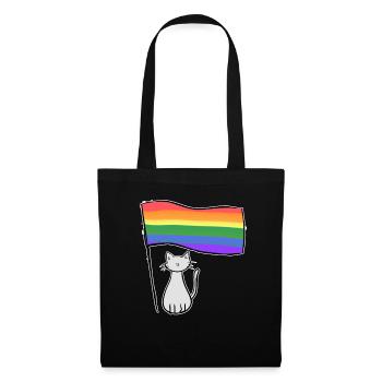 gray cat lgbt flag symbol love - Tote Bag - black - Front