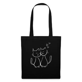 chats amoureux animaux animal symbole cœur amour - Sac en tissu - noir - Devant