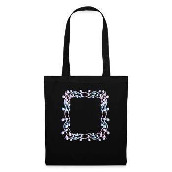 Feuilles forme carrée Cadre carré - Sac en tissu - noir - Devant