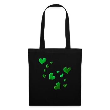 Heart pattern green symbol glitter - Tote Bag - black - Front