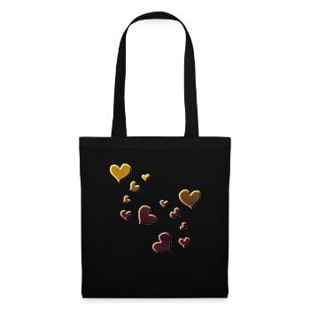 Motif Cœur Coeur Symbole rouge paillettes jaune - Sac en tissu - noir - Devant