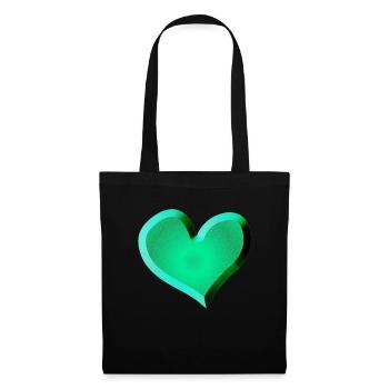 symbole de cœur vert pailleté vert - Sac en tissu - noir - Devant