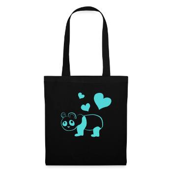 Panda cœurs bleus animal amour animal - Sac en tissu - noir - Devant