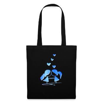 Amoureux lesbiennes bleus paillettes amour - Sac en tissu - noir - Devant