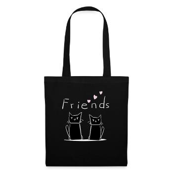 Freunde Freund Freundschaft Katzen Katze - Stoffbeutel - Schwarz - Vorne
