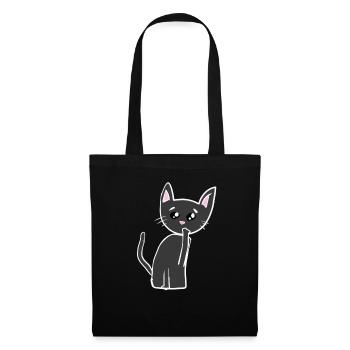 Triste Chat Animal Symbole Triste - Sac en tissu - noir - Devant