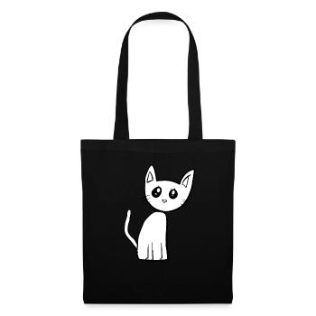Chat rose animal animal mignon - Sac en tissu - noir - Devant