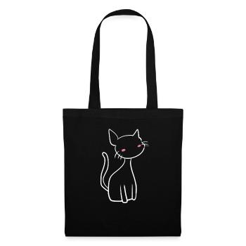 katze symbol süß cartoon haustier - Stoffbeutel - Schwarz - Vorne