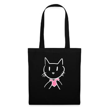 Cœur d’amour d’animal de chat - Sac en tissu - noir - Devant