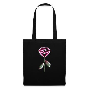 pinke rose blume symbol - Stoffbeutel - Schwarz - Vorne
