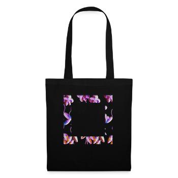 fleurs violettes paillettes cadre de plante - Sac en tissu - noir - Devant