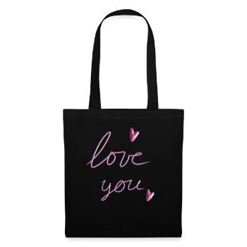 liebe dich herz pink - Stoffbeutel - Schwarz - Vorne