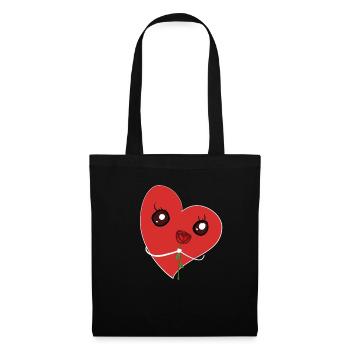 heart with rose flower love symbol red - Tote Bag - black - Front