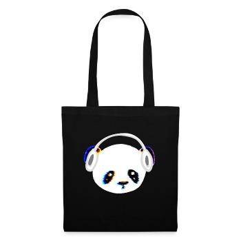 Panda Kopfhörer Musik Kopf Tier - Stoffbeutel - Schwarz - Vorne