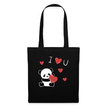 Panda Tier ich liebe dich süß - Stoffbeutel - Schwarz - Vorne