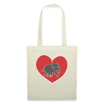 rotes Herz Tierliebe Elefant - Stoffbeutel - Natur - Vorne