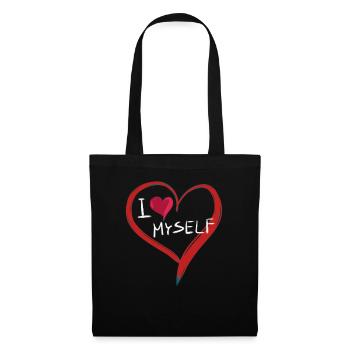 ich liebe mich herz text symbol - Stoffbeutel - Schwarz - Vorne