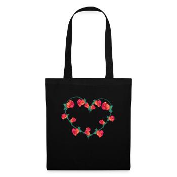 rote pflanzen herz blume rose form blumen - Stoffbeutel - Schwarz - Vorne