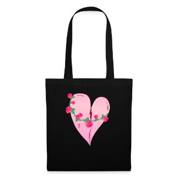 herz rosen narben rosa symbol - Stoffbeutel - Schwarz - Vorne