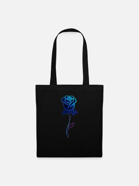 Blue Plant Rose Flower - Tote Bag - black