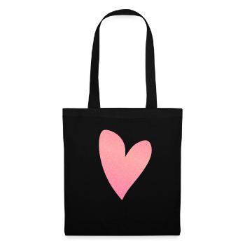 herz rosa glitzer symbol liebe form - Stoffbeutel - Schwarz - Vorne